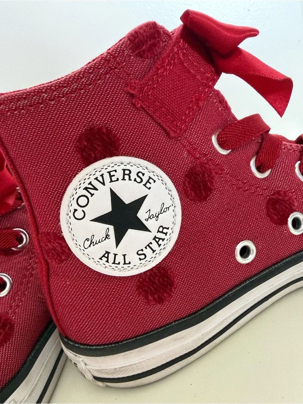 Converse kids Red High-Top Sneakers with Bow Accent